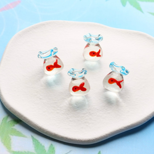 新作☆金魚すくい 金魚 夏祭り 袋に入ってる金魚 ガラス細工 チャーム