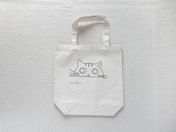 ねこ大好きなあなたへ　シンプル　トートバッグ　エコバッグ　にゃんこ　ナチュラル　ブラウン　グリーン 6枚目の画像