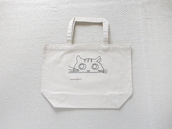 ねこ大好きなあなたへ　シンプル　トートバッグ　エコバッグ　にゃんこ　ナチュラル　ブラウン　グリーン 7枚目の画像