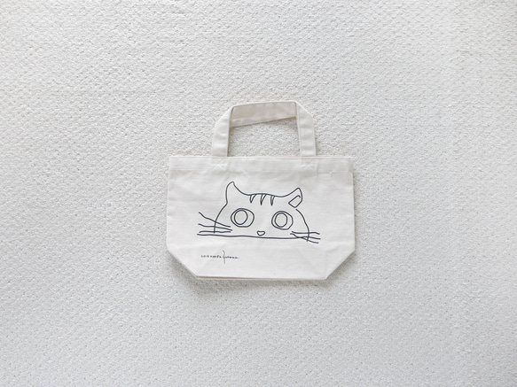 ねこ大好きなあなたへ　シンプル　トートバッグ　エコバッグ　にゃんこ　ナチュラル　ブラウン　グリーン 5枚目の画像