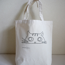 ねこ大好きなあなたへ　シンプル　トートバッグ　エコバッグ　にゃんこ　ナチュラル　ブラウン　グリーン 3枚目の画像