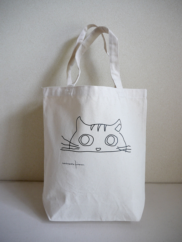 ねこ大好きなあなたへ　シンプル　トートバッグ　エコバッグ　にゃんこ　ナチュラル　ブラウン　グリーン 3枚目の画像