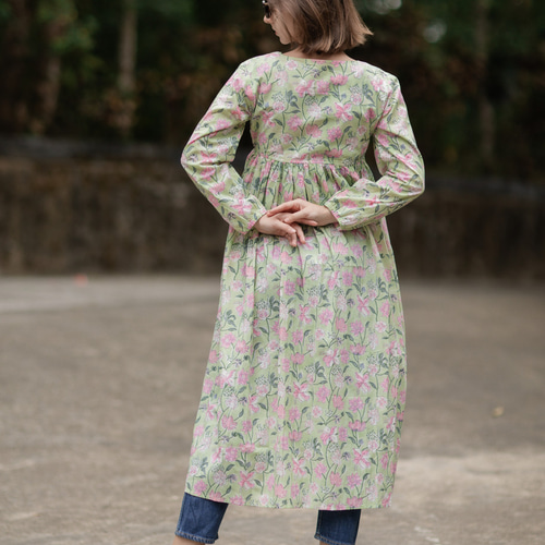 ハンドブロックプリント カシュクールワンピース