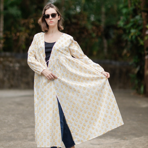 ハンドブロックプリント カシュクールワンピース