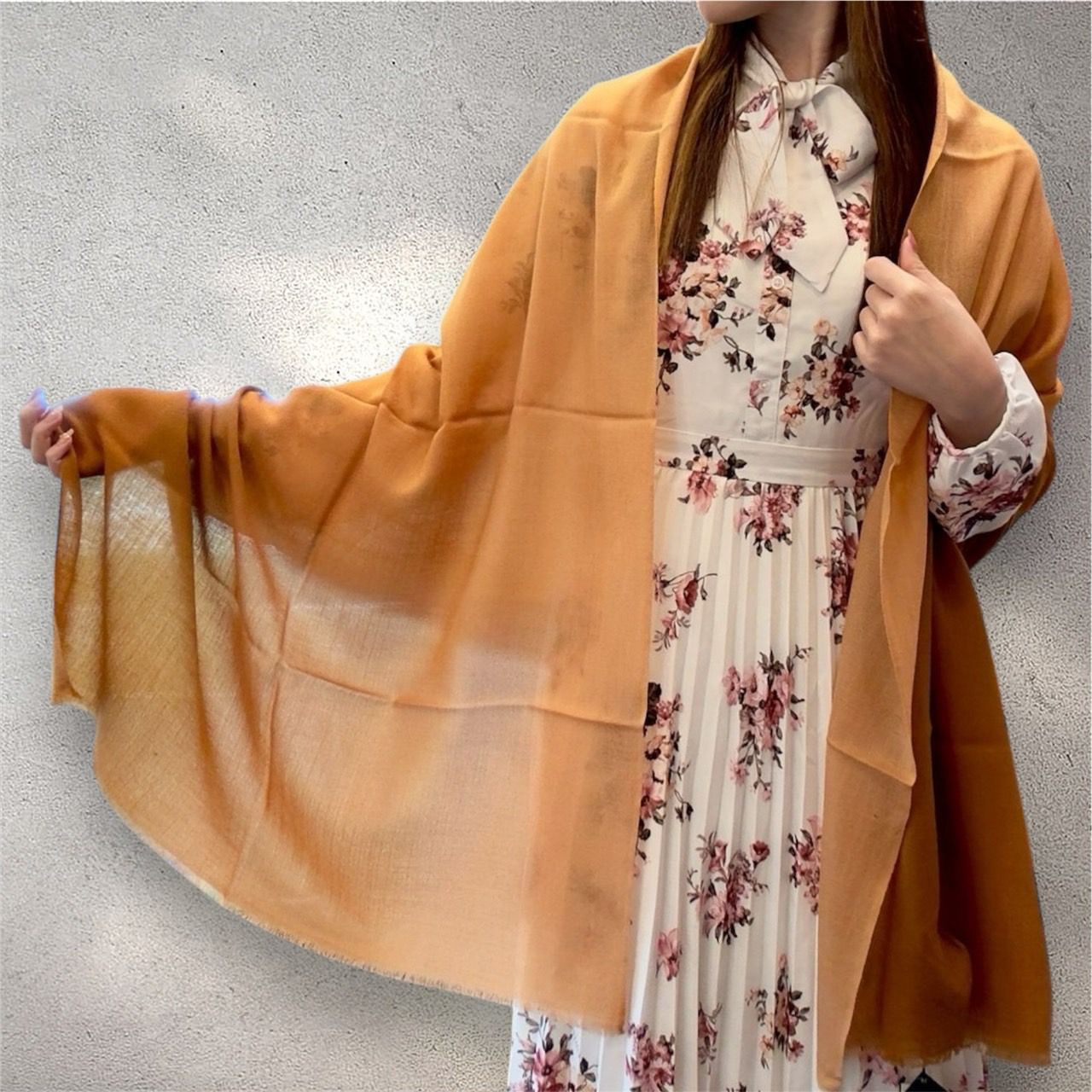 ショール ストール カシミヤ100% 大判 タペストリー カシミール  ハンドメイド  レディース ベージュ