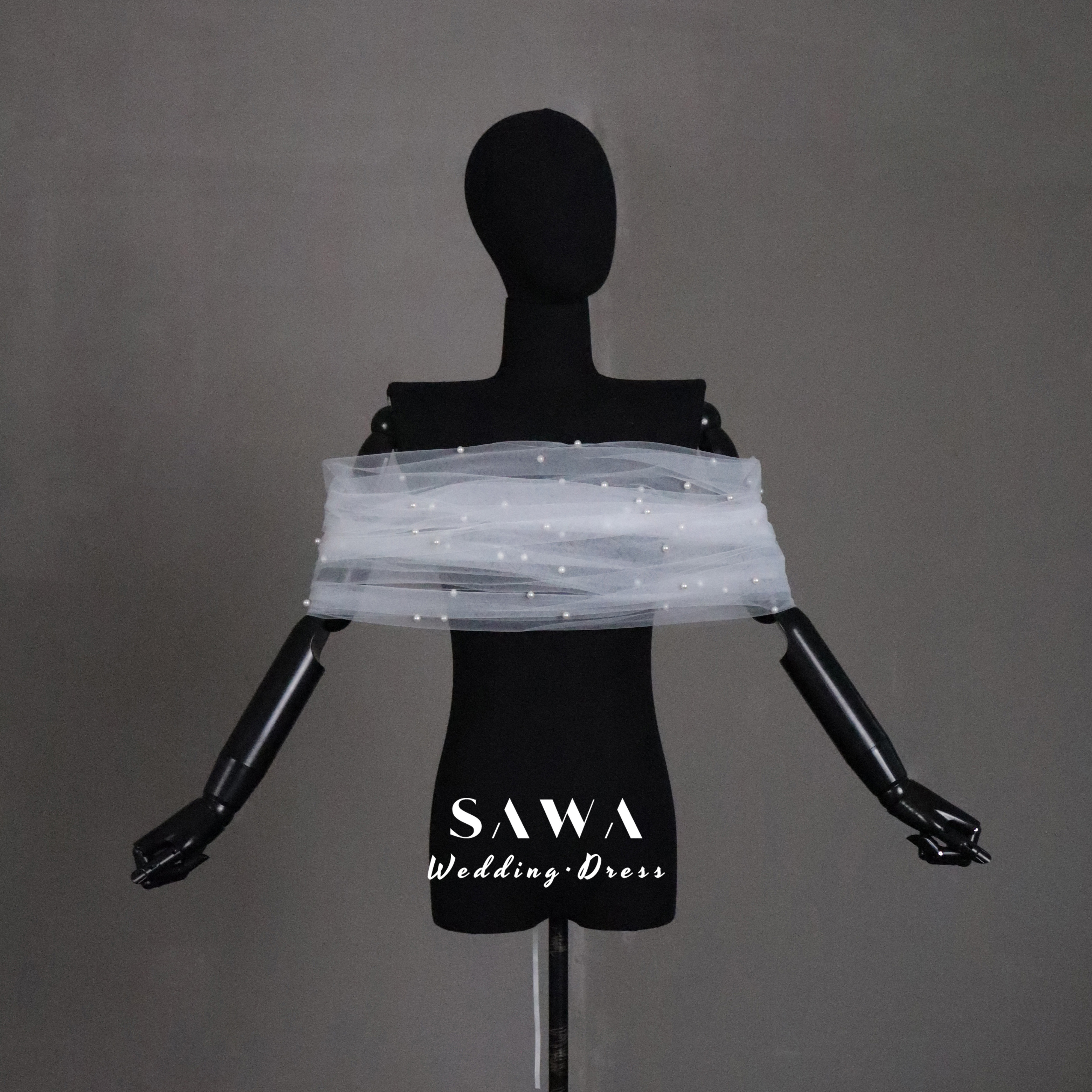 激安　オフショルダー　編み上げ　サイズオーダー可能　ホワイト　ブラック可能　ホワイト　パール　可愛い　二の腕カバー結婚式 5,979円