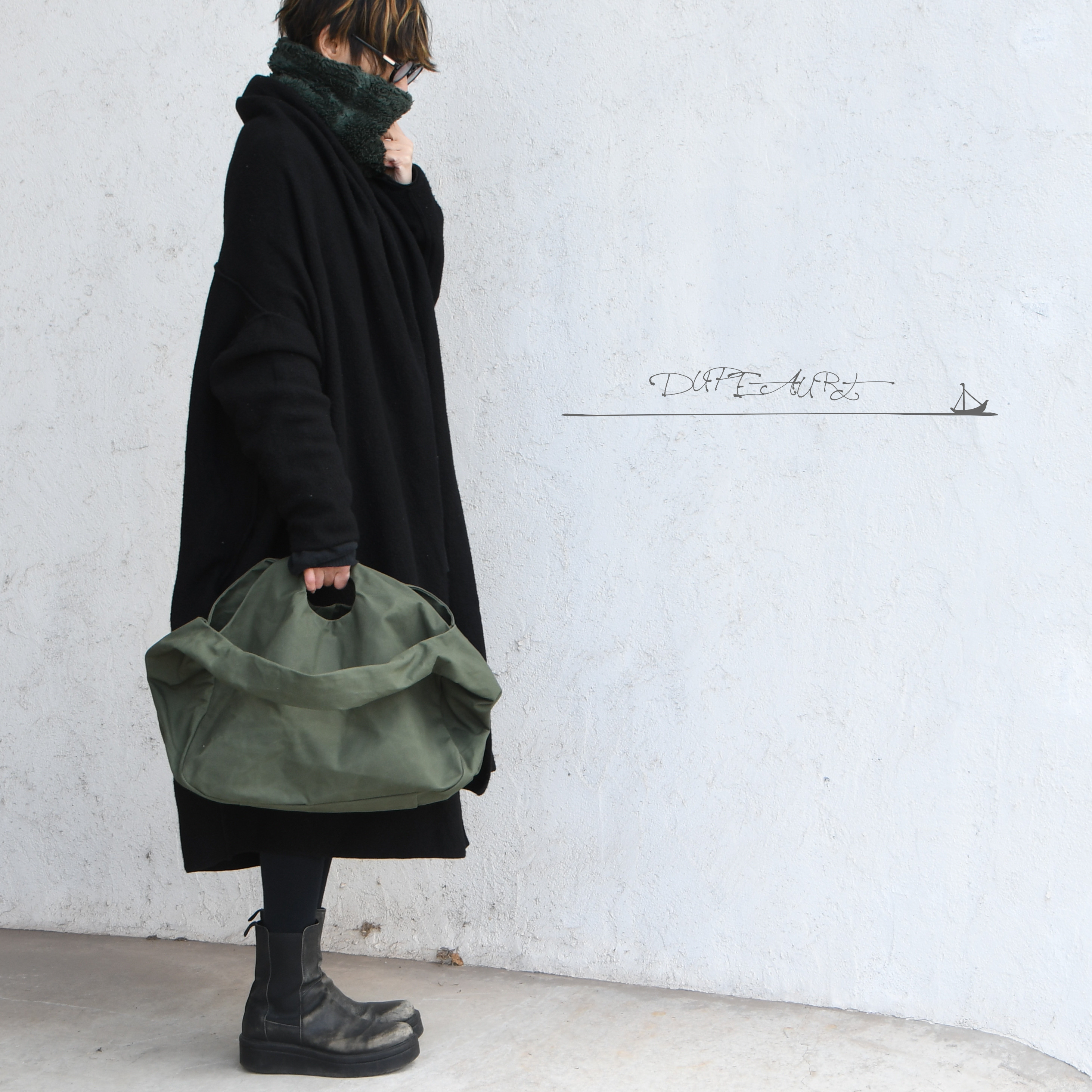 DUPEAURT/デュポー/手持ちも出来る2wayワンショルダーバッグ/パラフィン防水綿帆布/大容量/ミリタリー