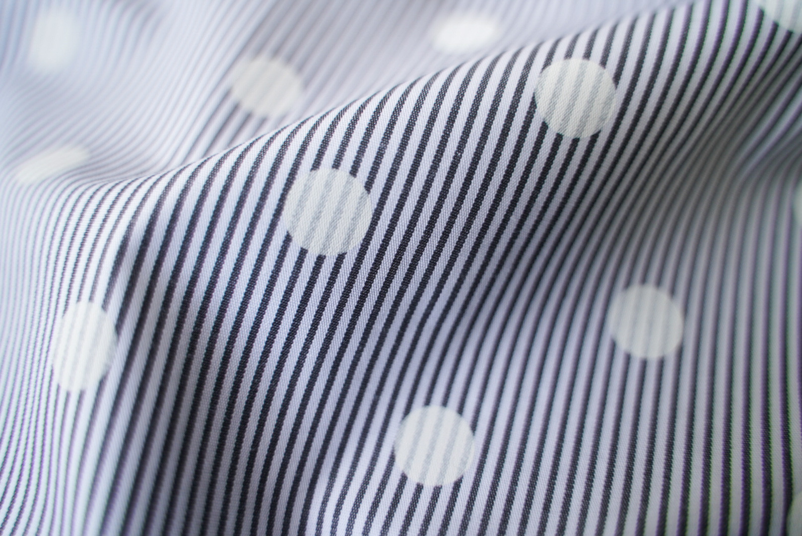 播州織　ストライプ×ドットプリント　ワンピース