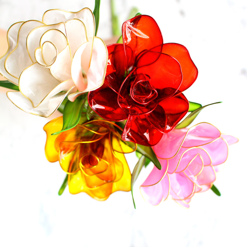 一生の思い】ディップアートローズ アメリカンフラワー 白 バラ