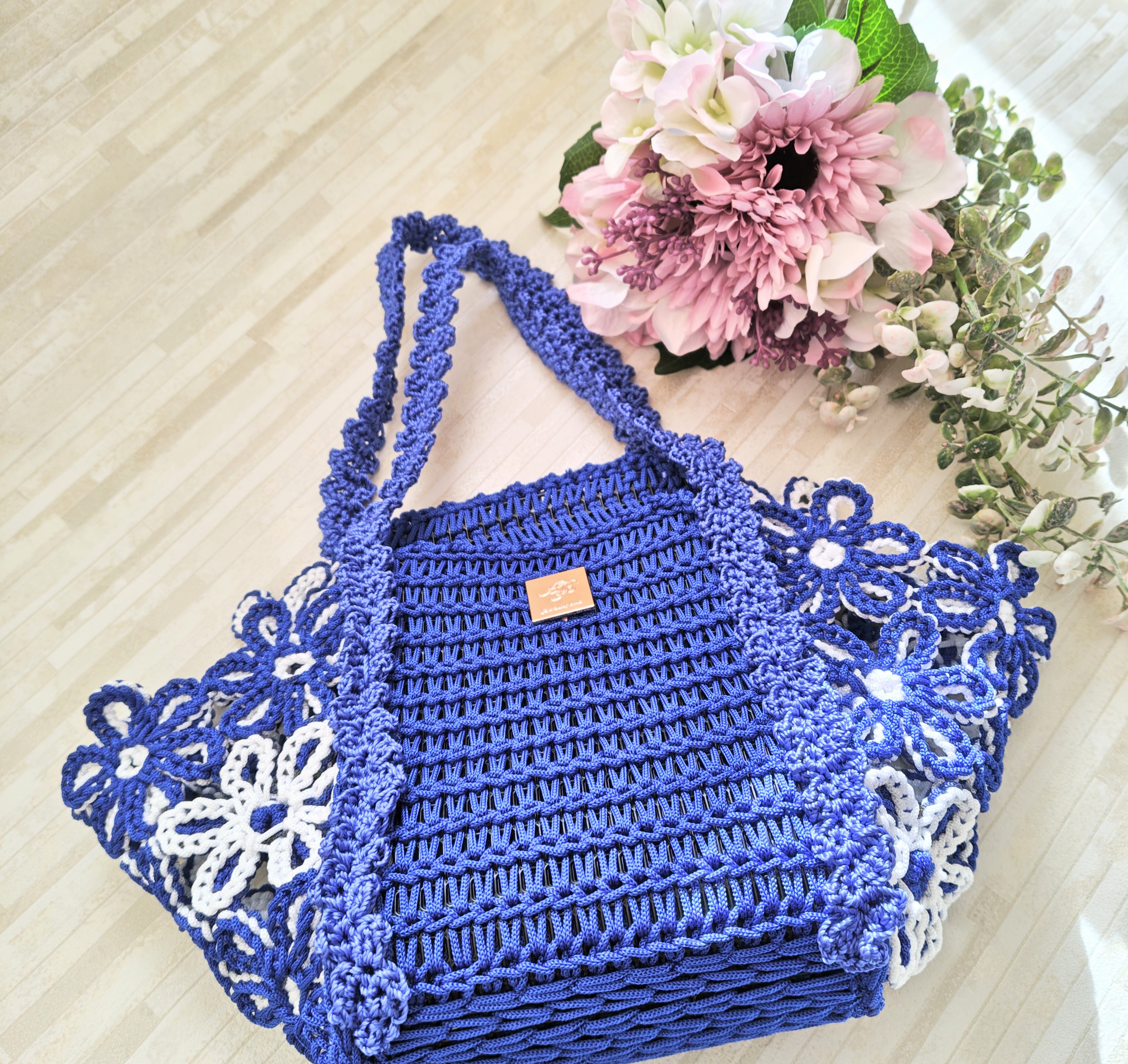 【送料無料 受注製作】暖かい季節にピッタリ。持ってるだけでウキウキするフラワーバッグ