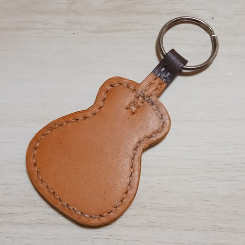 受注製作] ギター キーホルダー・リング 革 キーホルダー 手作り工房