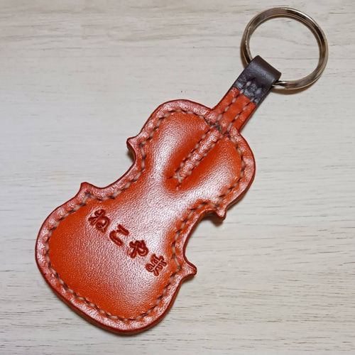 受注製作] ギター キーホルダー・リング 革 キーホルダー 手作り工房