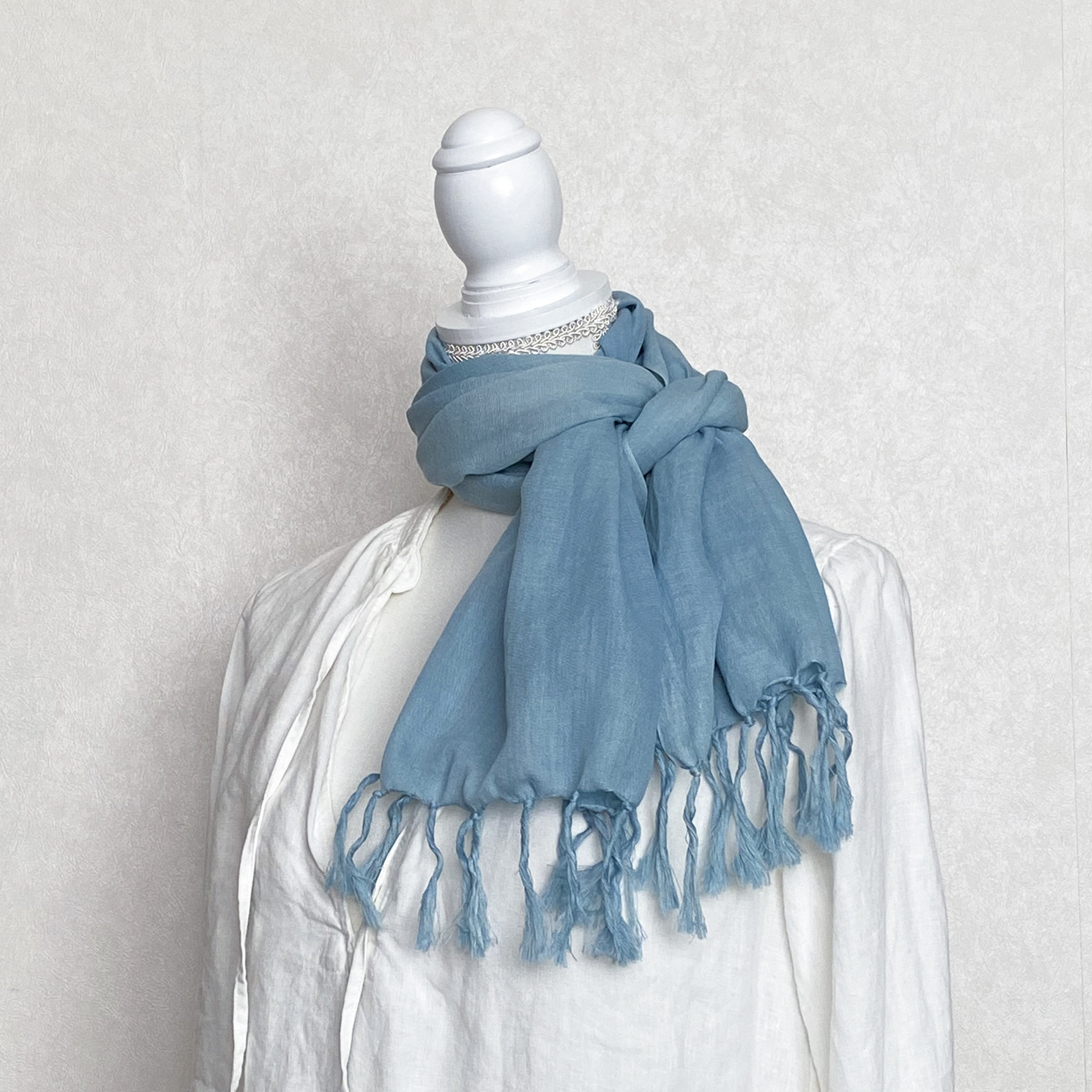 スーピマOGコットンストール　藍染め　かめのぞき色