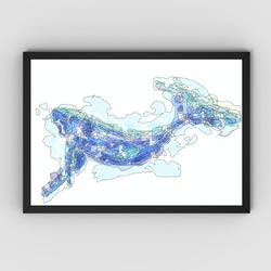 漂うクラゲ】クラゲの抽象画｜ペンと水彩のアート｜海の動物