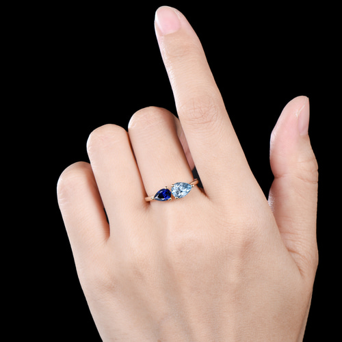 3月の誕生石 天然アクアマリンリング 9月の誕生石 ブルーサファイア