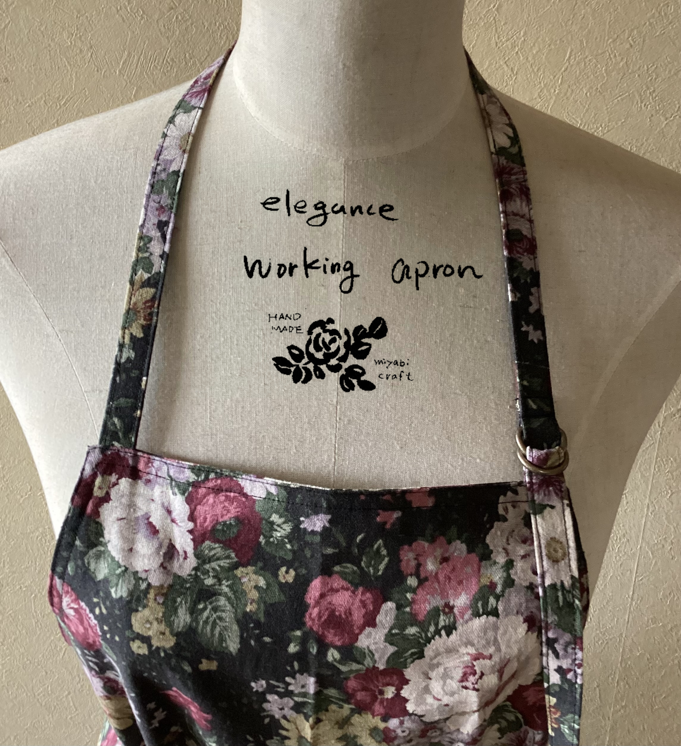 私だけの黒系ロマンチックエレガンス　ワーキングエプロン　ＹＵＷＡ日本製綿麻