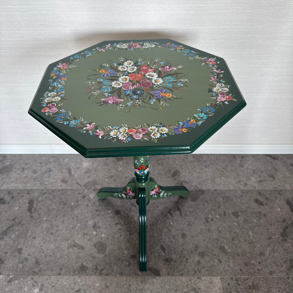 希少　美品　アッセンデルフト　トールペイント　サイドテーブル　ハンドメイド 希少美品アッセンデルフトトールペイントサイドテーブルハンドメイド