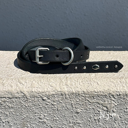 ナローベルト スタッズベルト ロングベルト レザーベルト細め ブラック