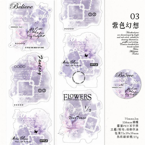 マスキングテープ 6種 コラージュ 素材 英字 PET テープ 海外 マステ