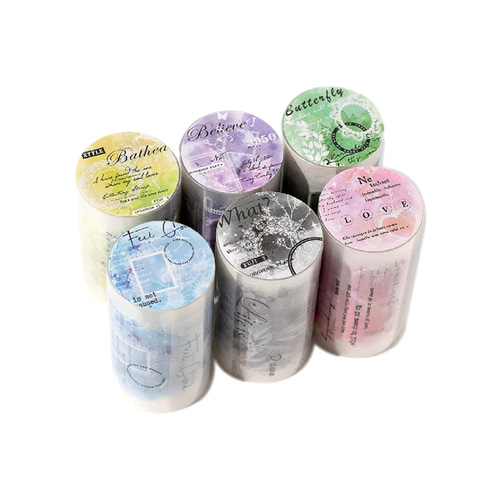 マスキングテープ 6種 コラージュ 素材 英字 PET テープ 海外 マステ