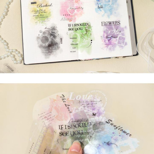 マスキングテープ 6種 コラージュ 素材 英字 PET テープ 海外 マステ