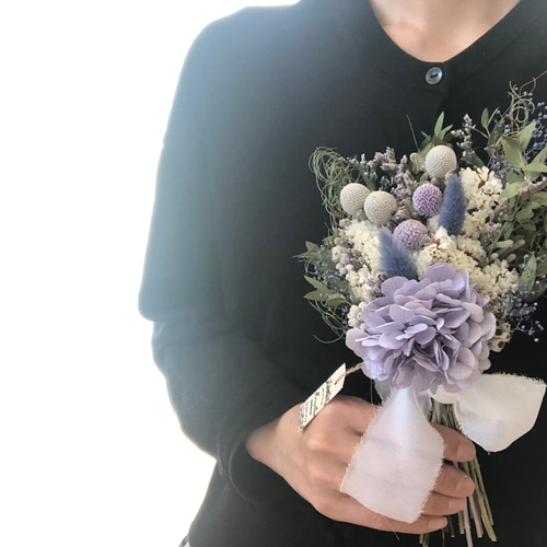 くすみパープルの紫陽花ブーケ》 花束 プレゼント ラッピング対応