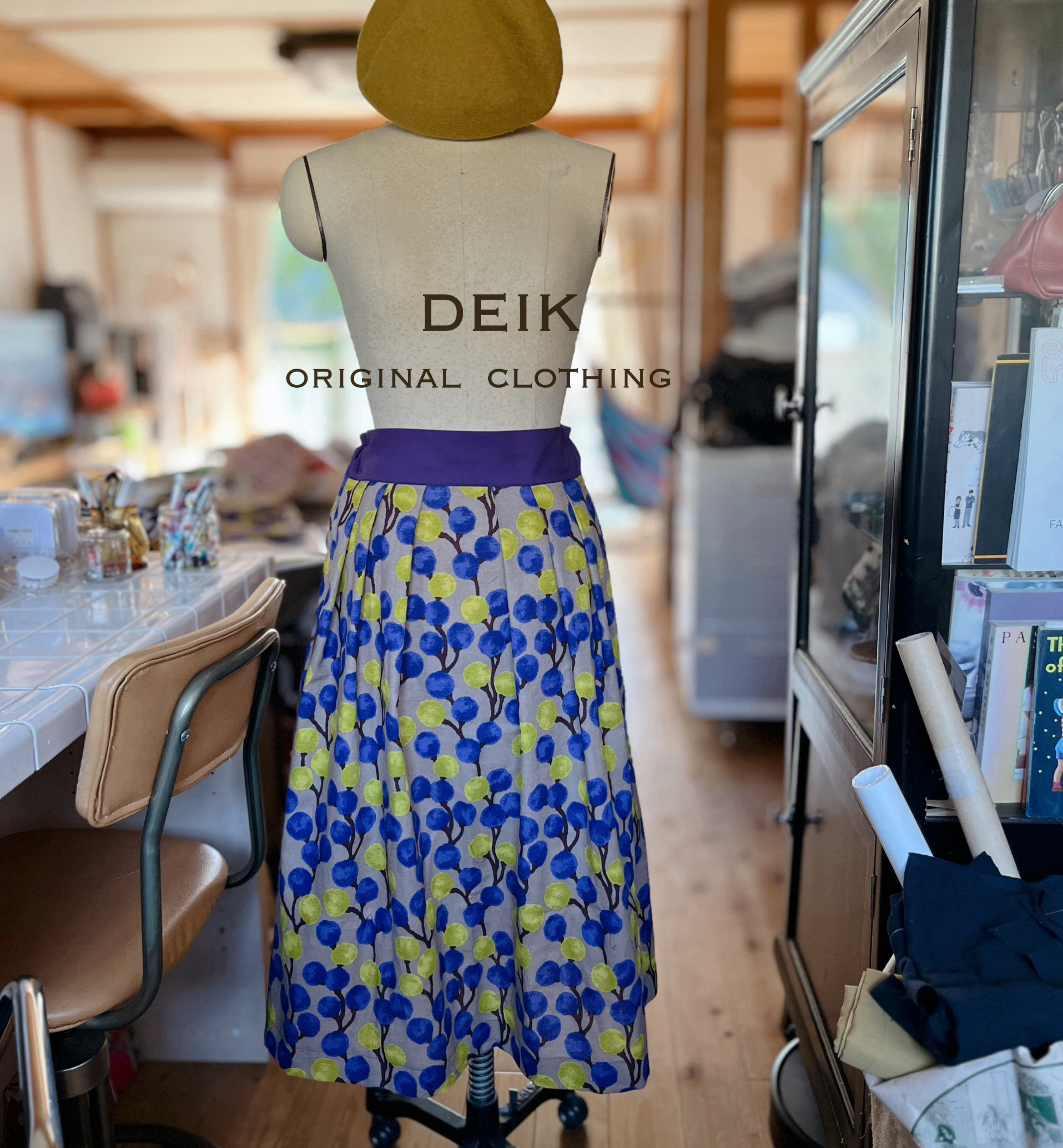 受注生産☆夏爽やか✴︎大人タックギャザースカート⭐︎ピオーネ柄