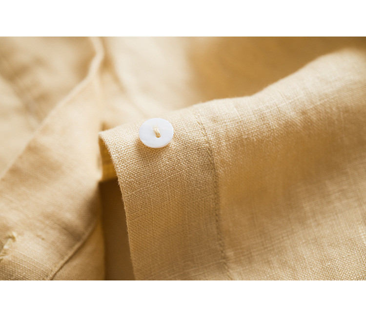 7分袖丈リネンシャツ　シンプルショートリネンシャツ　8色　フリーサイズ　L622