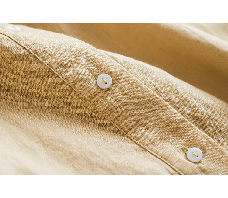 7分袖丈リネンシャツ　シンプルショートリネンシャツ　8色　フリーサイズ　L622