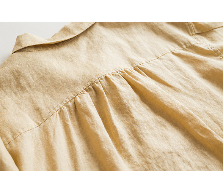 7分袖丈リネンシャツ　シンプルショートリネンシャツ　8色　フリーサイズ　L622