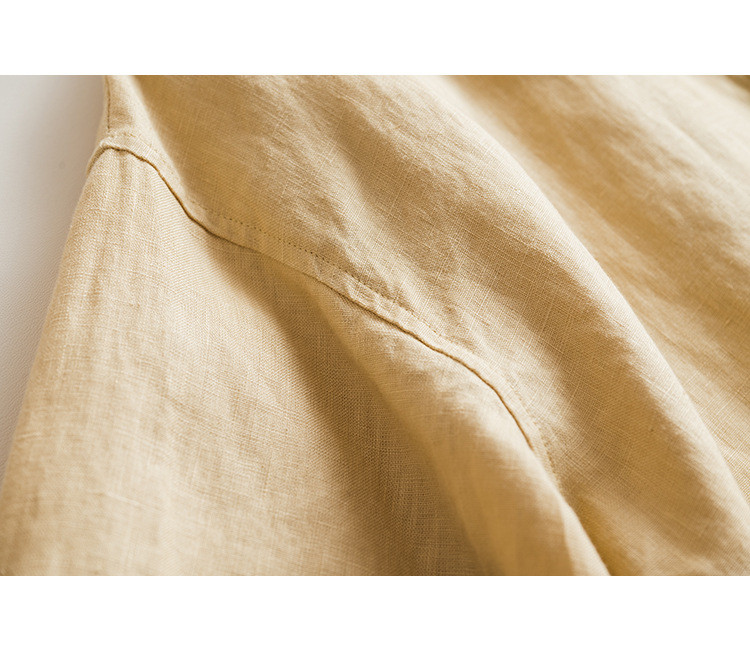 7分袖丈リネンシャツ　シンプルショートリネンシャツ　8色　フリーサイズ　L622