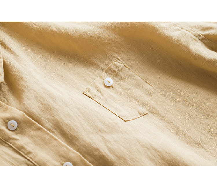 7分袖丈リネンシャツ　シンプルショートリネンシャツ　8色　フリーサイズ　L622