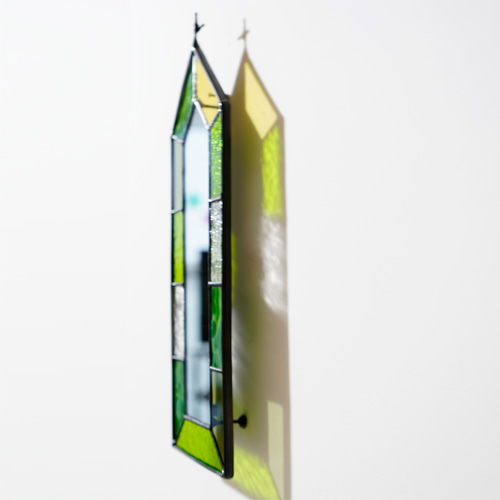 ステンドグラス】壁掛け用の鏡 ウォールミラー green系