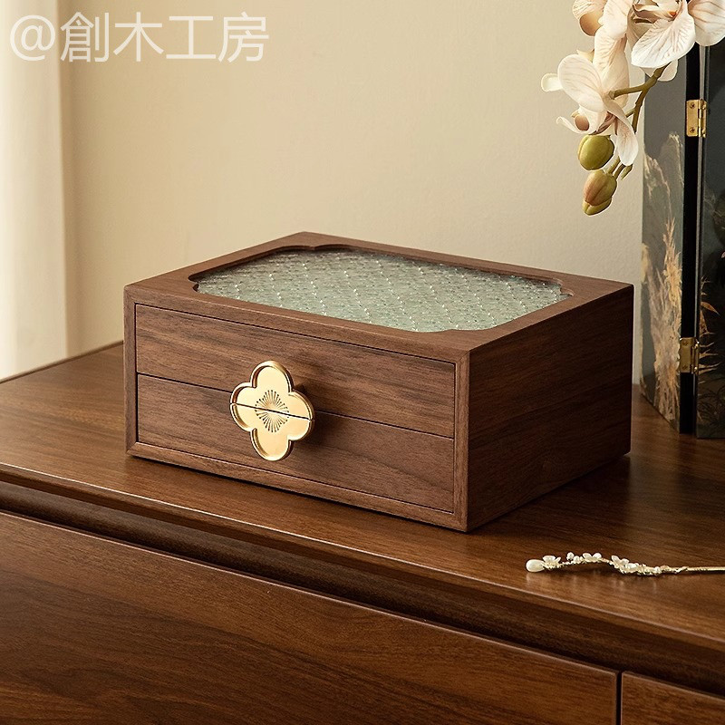 四つ葉 2段引き出し収納 ジュエリーボックス 花柄 小物ケース アクセサリーケース 娘 卒業祝い 誕生記念日 贈り物