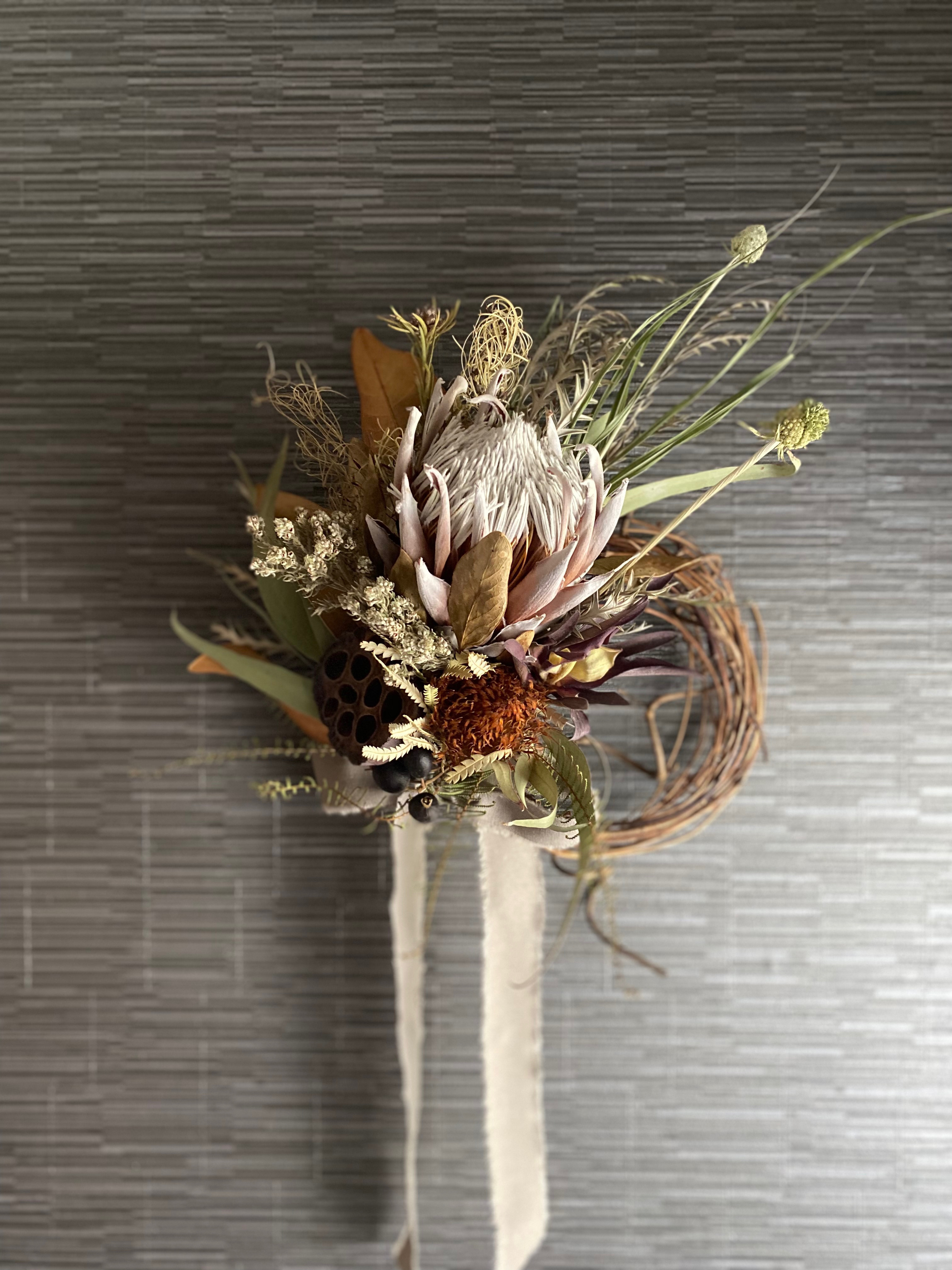 ★SALE★キングプロテアドライフラワーリース　ドライフラワーリース