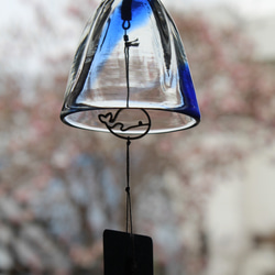 市立船橋　青白セット 受注生産／ガラス風鈴 海つ音（わたつね）【三角型・くじら