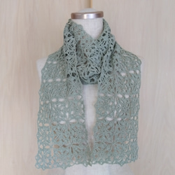 モチーフのストール(洗えるリネン・グリーン) 2枚目の画像