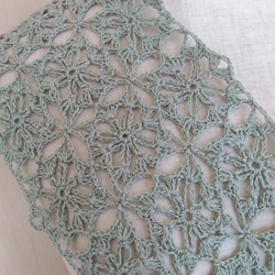 モチーフのストール(洗えるリネン・グリーン) 4枚目の画像