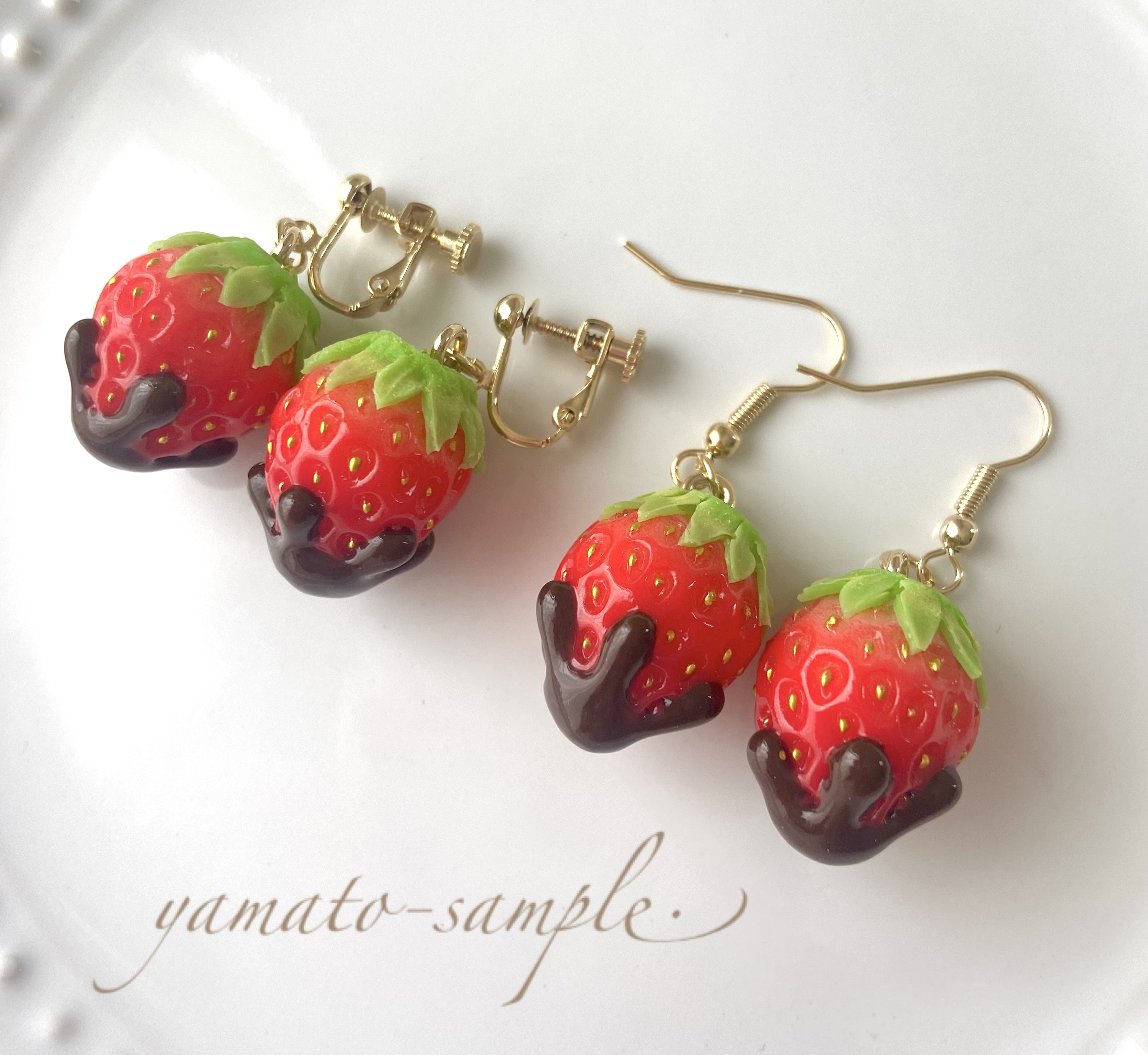 ストロベリーマーブルチョコ風♡ピアス　2080