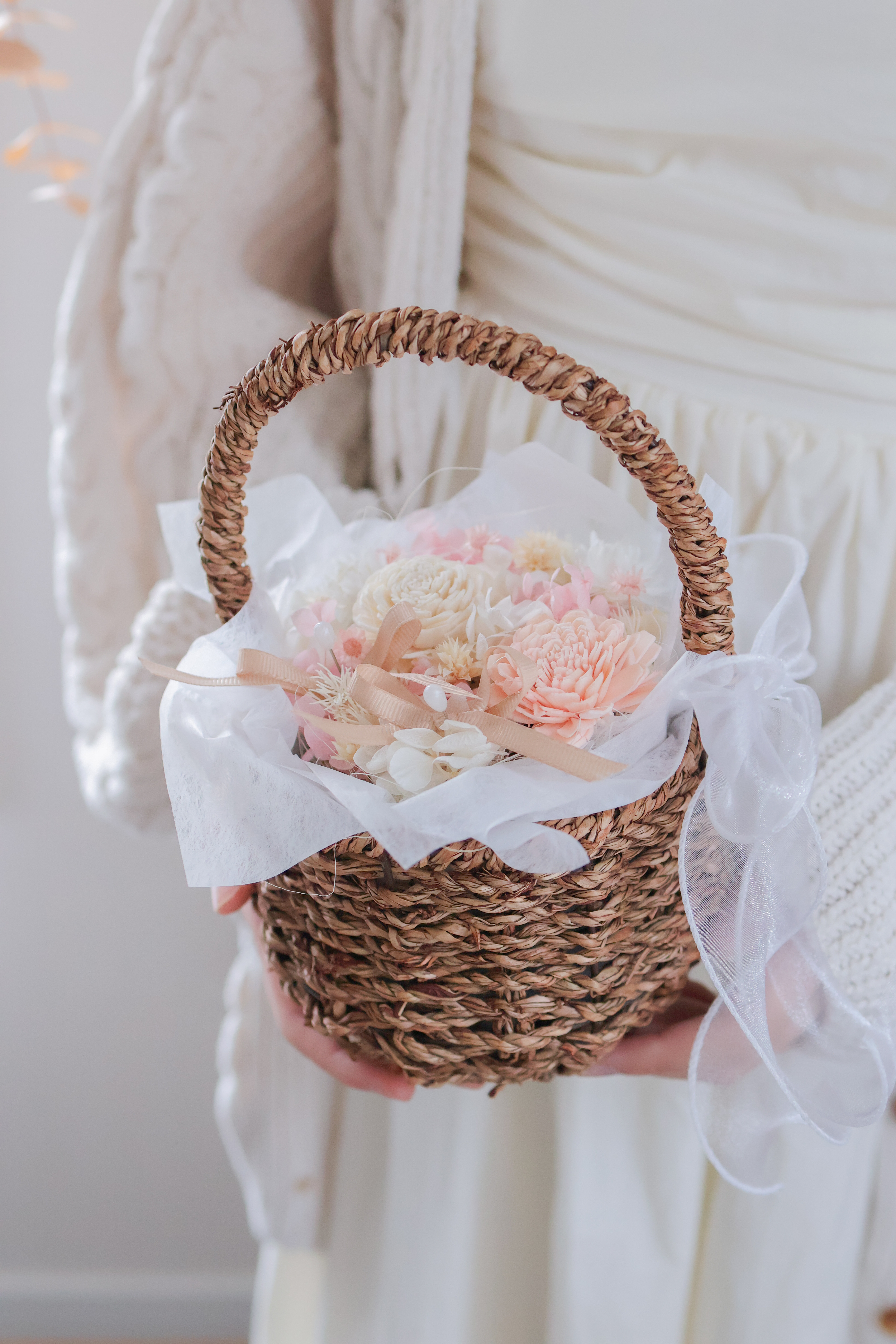 【ウェディング】可愛いお花のフラワーリングピロー♡リングガールに持ちやすい♪プリザーブド&ドライフラワー 結婚式