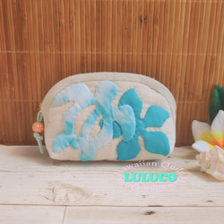 ハワイアンキルト バッグチャームポーチ ☆ ホヌ ストラップ