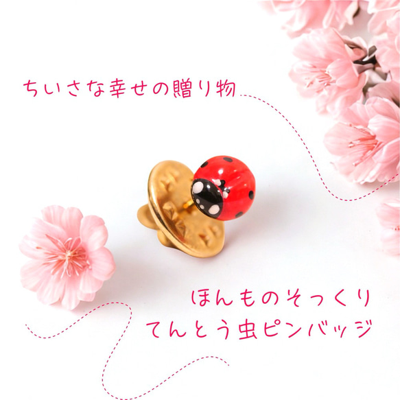 ☆再販x30回☆幸運のシンボルてんとう虫ピンバッジ ナナホシテントウ