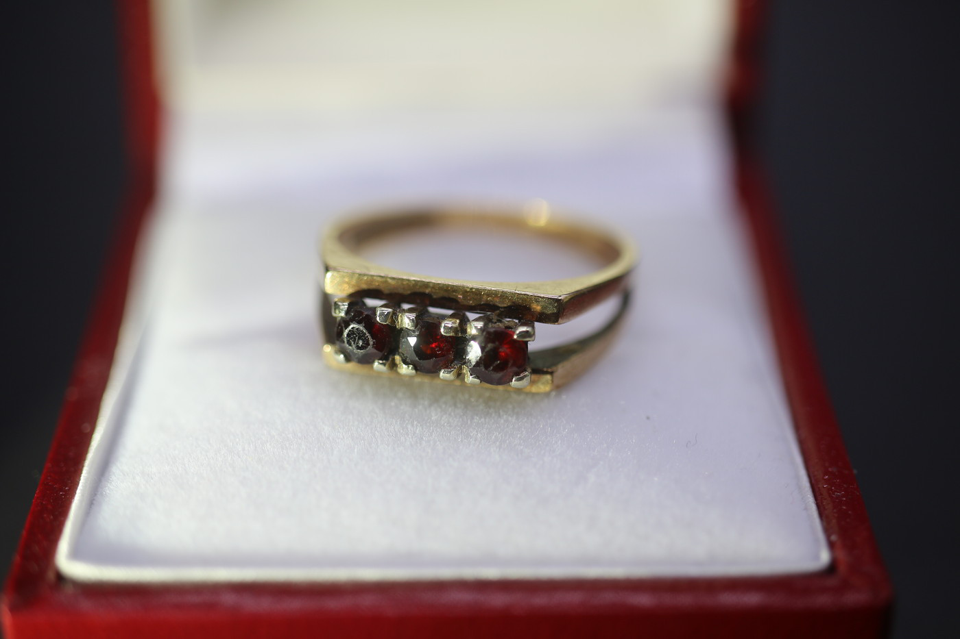 ビンテージ 英国 イギリス 天然 ガーネット ゴールド 9CT 指輪 リング 純金率 375 J192