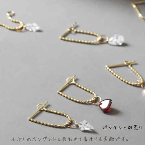 K10 ゴールドフープピアス(片耳のみ) 10K（片耳）K10YGチェーンフープ ピアス K10ゴールドカットボール