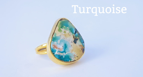 最新作☆レアカラー 大「ターコイズ」の世界でひとつの天然石リング  