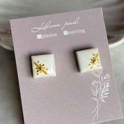 美濃焼✳︎【ネイビーブルー】フラワーピアス／イヤリング