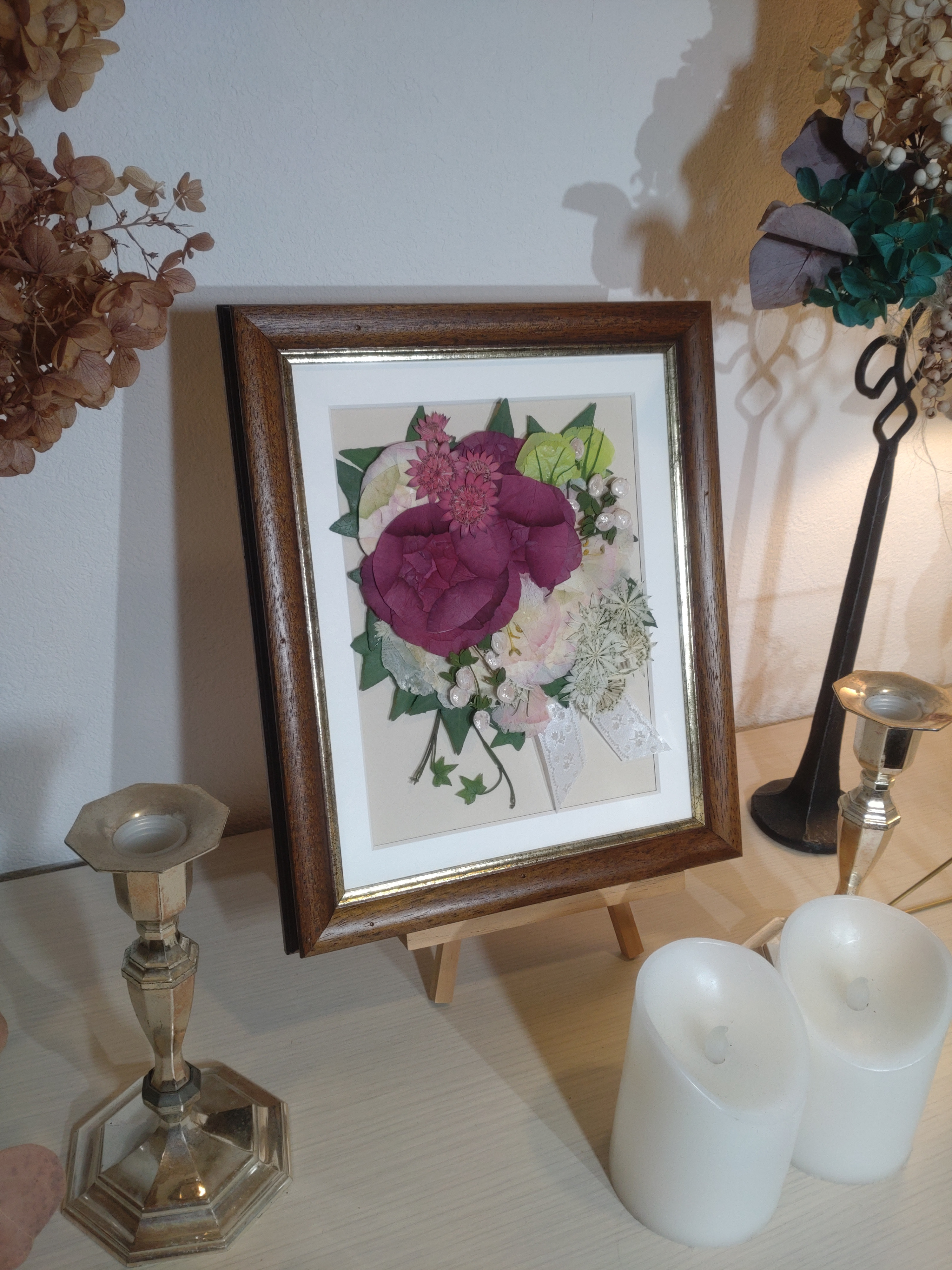 【送料無料】【受注製作：M (インチ) サイズ】花束・ブーケ保存加工。押し花。