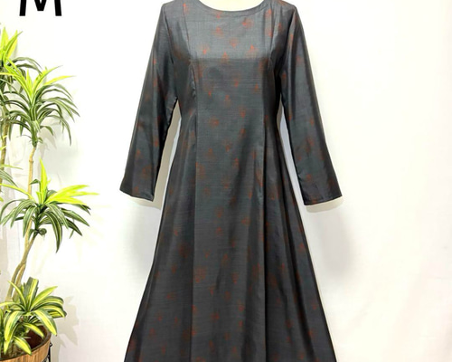 専用　正絹振袖からAラインワンピース 1817 楊貴妃様専用☆大島紬Aラインロングワンピース 大島紬