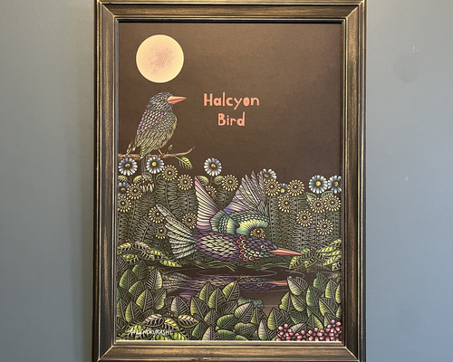 額装品/アレサ フランクリン/アート/ポスター/インテリア DELUXE】Halcyon Bird デザインアート ポスター アート A3