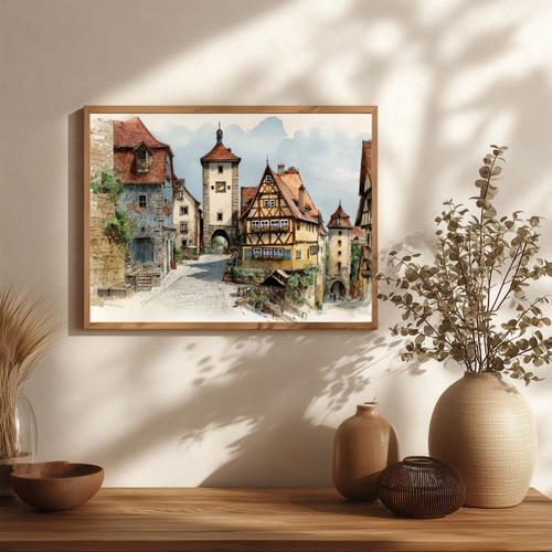 絵画・額縁・水彩画・鶴 十帆・ローテンブルク(ドイツ)・美術品・インテリア・雑貨 絵画・額縁・水彩画・鶴 十帆・ローテンブルク(ドイツ)・美術品